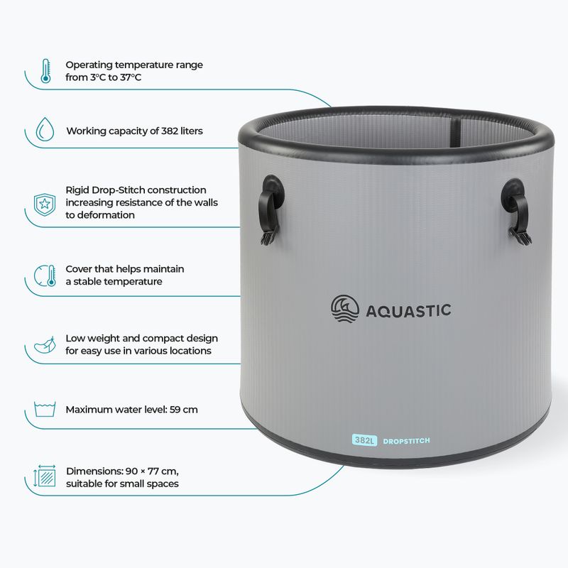 Šalto vandens baseinas AQUASTIC BrrFree 382 l dropstitch grey 8