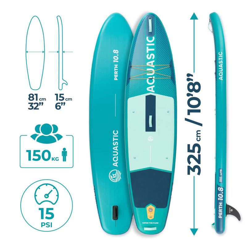 Rinkinys pripučiama lenta SUP AQUASTIC Perth 10'8" allround green 18