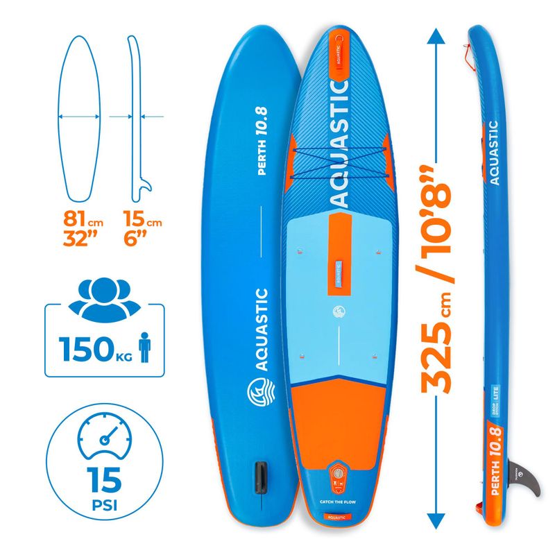 Rinkinys pripučiama lenta SUP AQUASTIC Perth 10'8" all-round blue 24