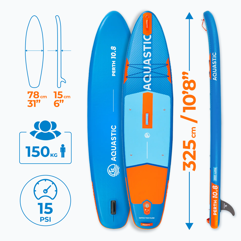 Rinkinys lenta SUP pripučiama AQUASTIC Perth 10'8" allround mėlyna 24