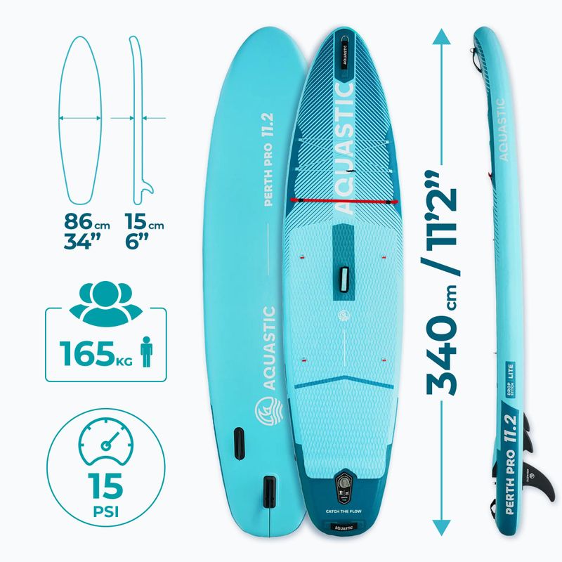 Rinkinys pripučiama lenta SUP AQUASTIC Perth Pro 11'2" all-round green 19