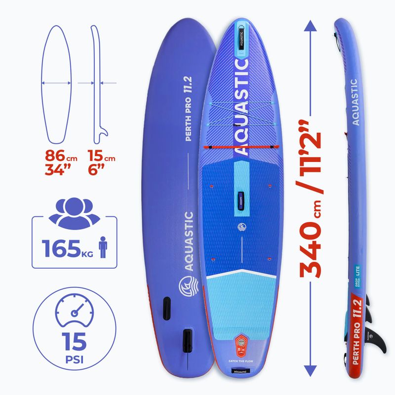 Rinkinys pripučiama lenta SUP AQUASTIC Perth Pro 11'2" all-round blue 21