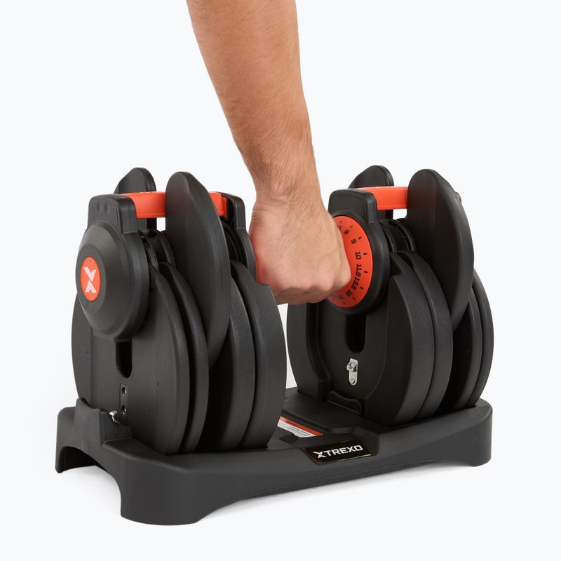 Reguliuojamas hantelis XTREXO 24kg EVO black 10
