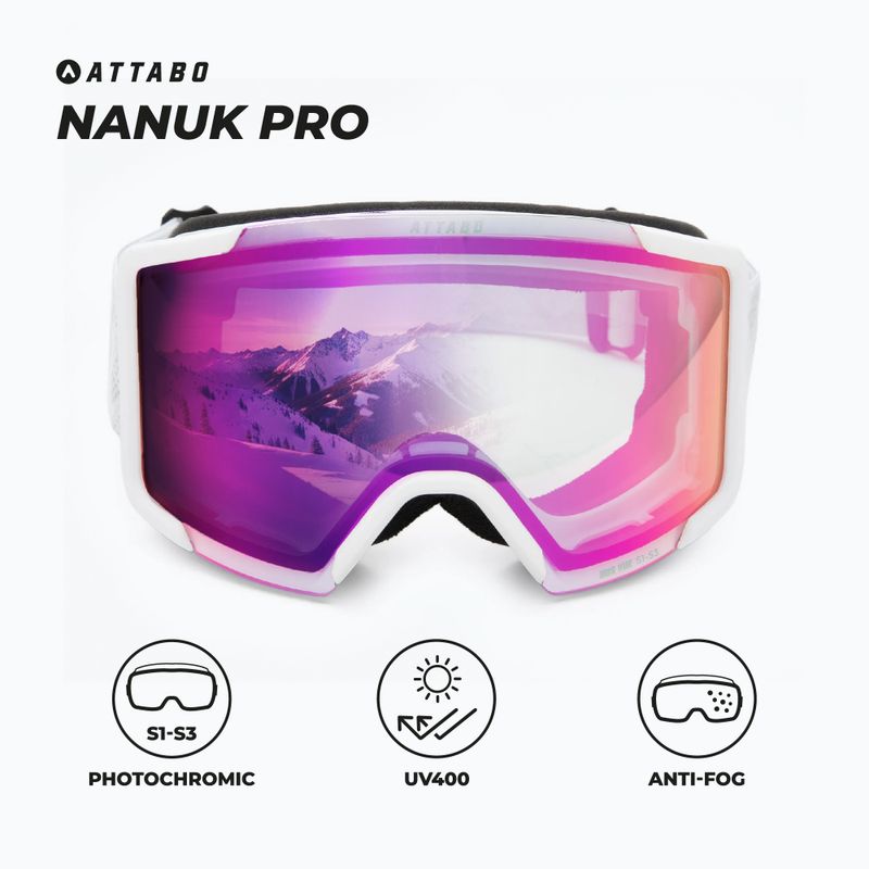 Slidinėjimo akiniai ATTABO Nanuk Pro photochromic white 2