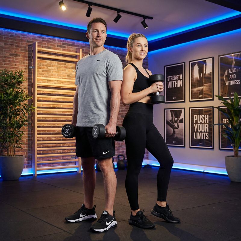 Gumuota ketaus hantelis XTREXO Pro 16 kg black 5