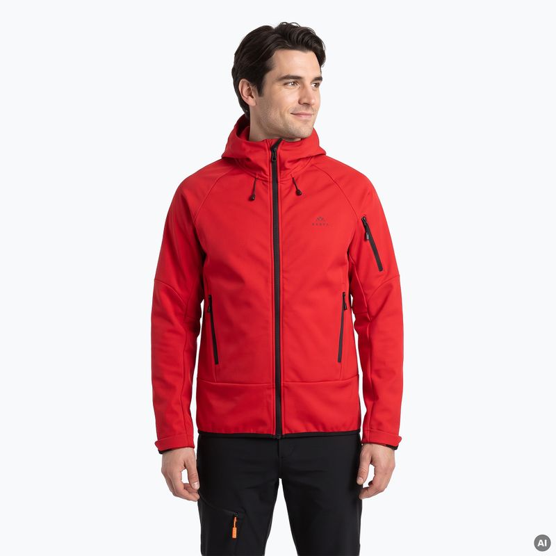 Vyriškas trekingo džemperis KADVA Arix WP 5K/3K softshell hibridas raudonas