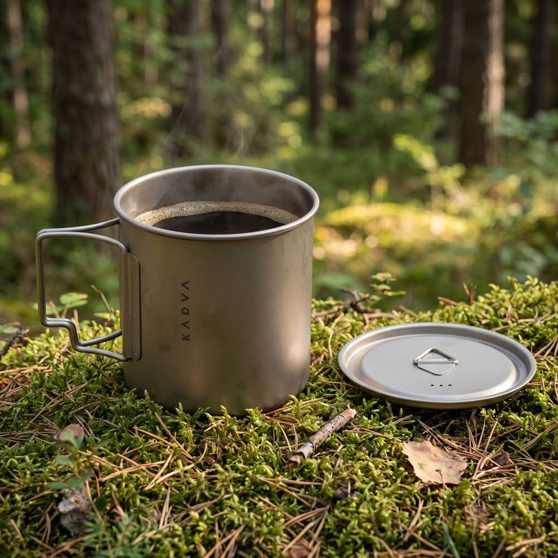 Turistinis puodelis KADVA titanium ultralight gray 7