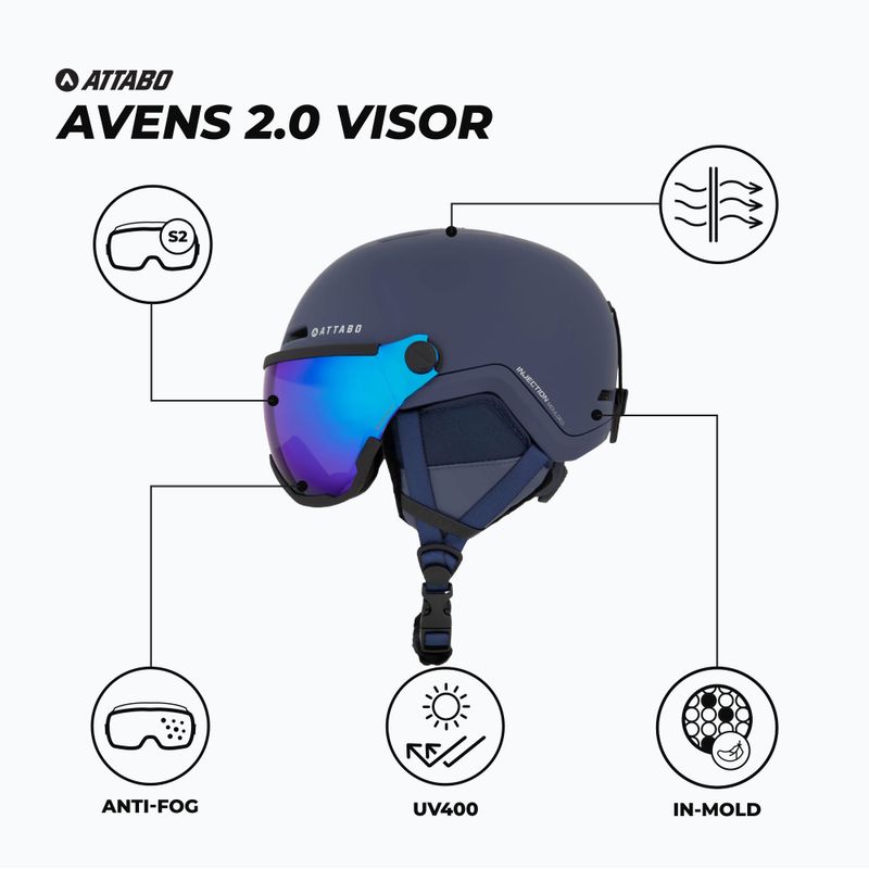 Vaikiškas slidinėjimo šalmas ATTABO Avens 2.0 Jr Visor dark blue 2