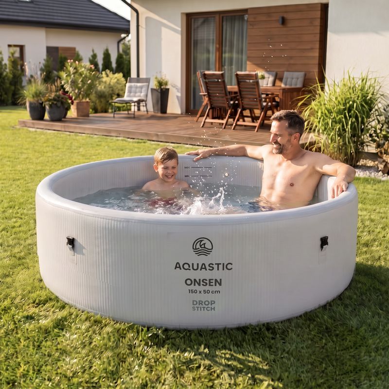 Pripučiamas baseinas AQUASTIC ONSEN drop stitch 700 l 150 cm pilkas 4