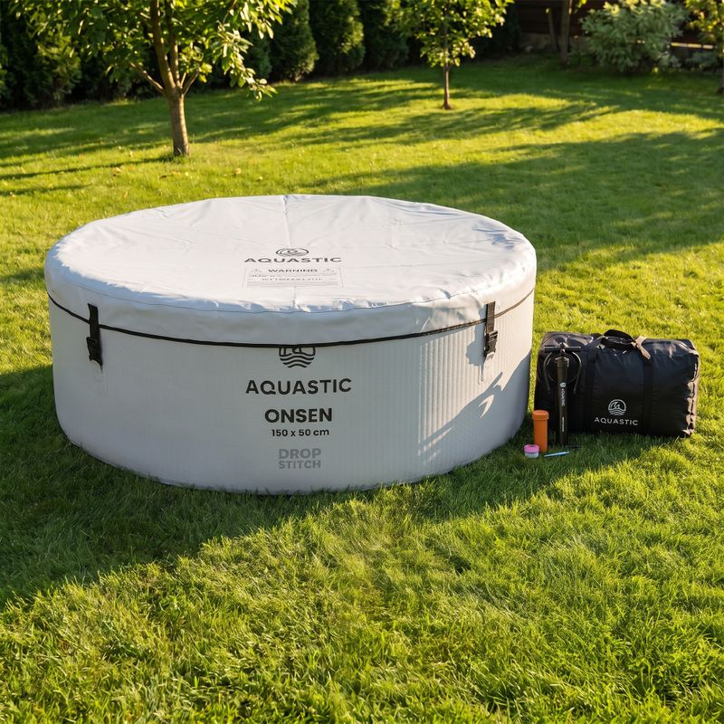 Pripučiamas baseinas AQUASTIC ONSEN drop stitch 700 l 150 cm pilkas 18