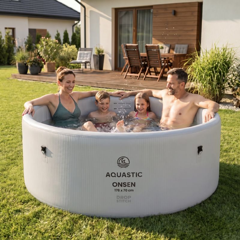 Pripučiamas baseinas AQUASTIC ONSEN drop stitch 1200 l 178 cm pilkas 3