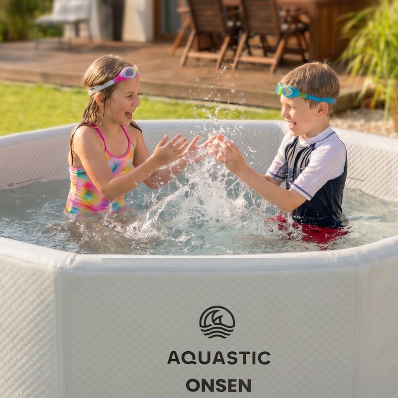Pripučiamas baseinas AQUASTIC ONSEN drop stitch 1400 l 186 cm pilkas 16