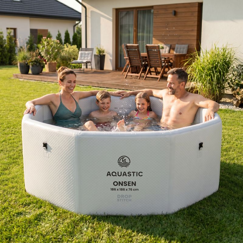 Pripučiamas baseinas AQUASTIC ONSEN drop stitch 1400 l 186 cm pilkas 18