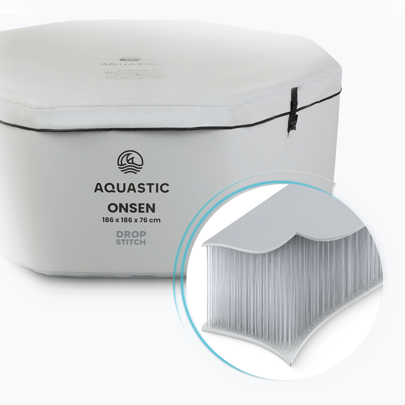 Pripučiamas baseinas AQUASTIC ONSEN drop stitch 1400 l 186 cm pilkas 14