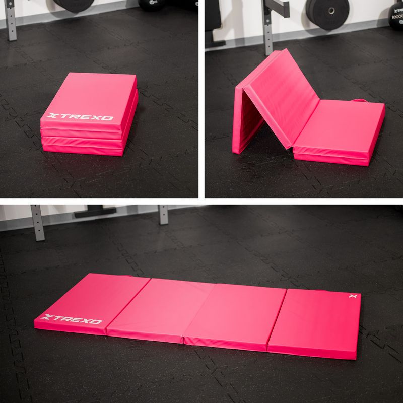 Gimnastikos kilimėlis TREXO sulankstomas 195 x 80 x 5 cm rožinis 10