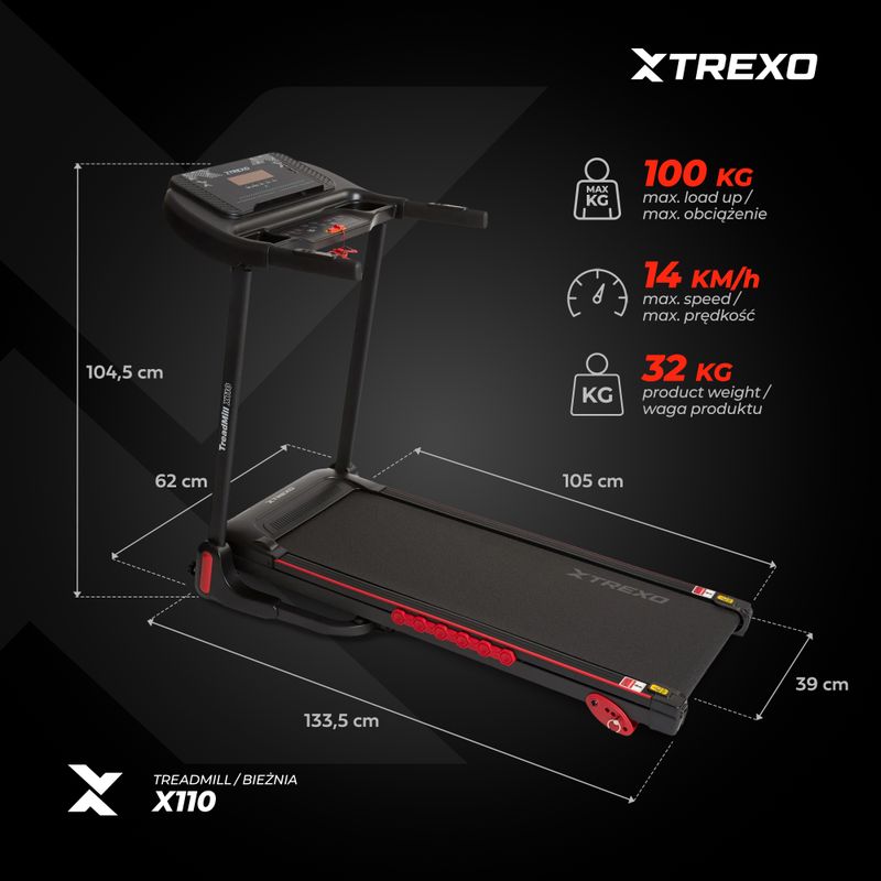 Elektrinis bėgimo takelis TREXO X110 juodas 12