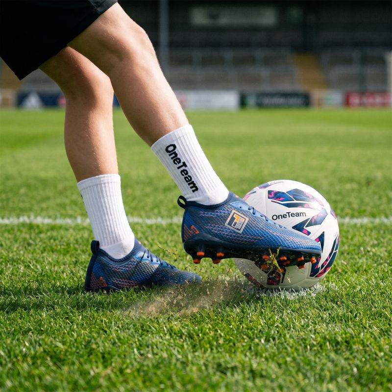 Vaikiškos futbolo kojinės OneTeam Precision Grip non-slip 2-pack white 8