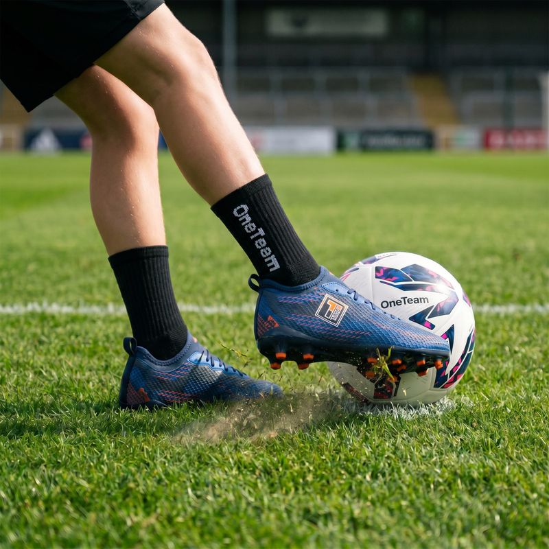 Vaikiškos futbolo kojinės OneTeam Precision Grip non-slip 2-pack black 8