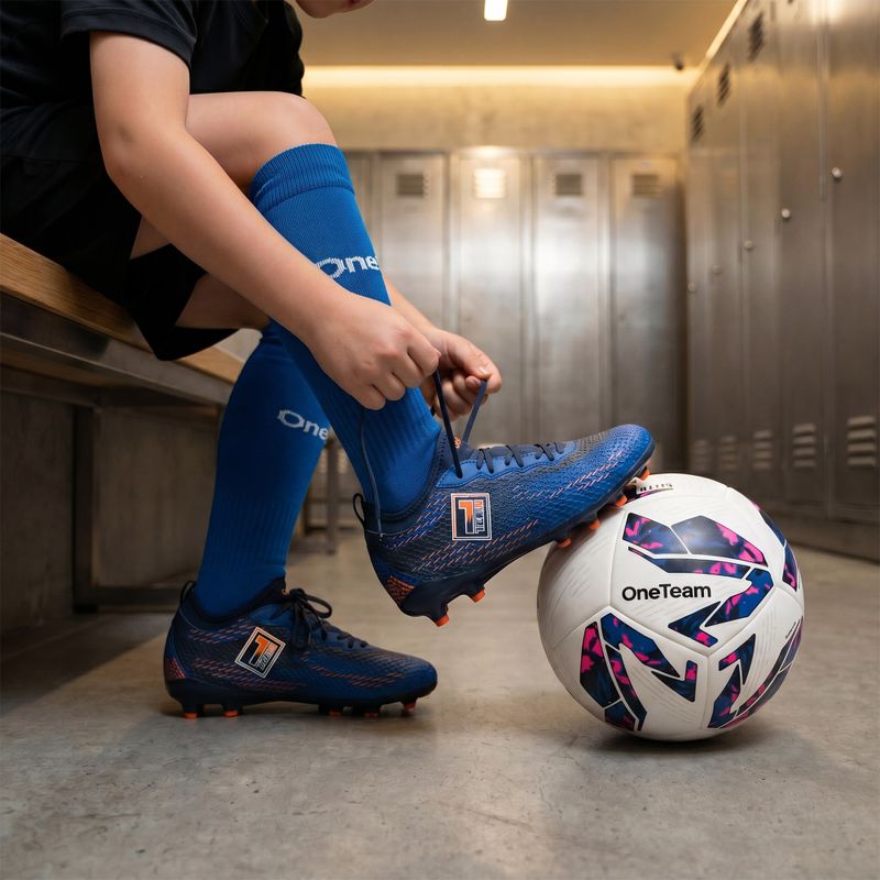 Vaikiškos futbolo kojinės OneTeam Precision football socks rinkinys 2-pack mėlyna 8