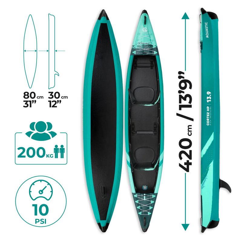 Pripučiama aukšto slėgio dvivietė baidarė AQUASTIC Cortez 13'9" 420 cm žalia 22