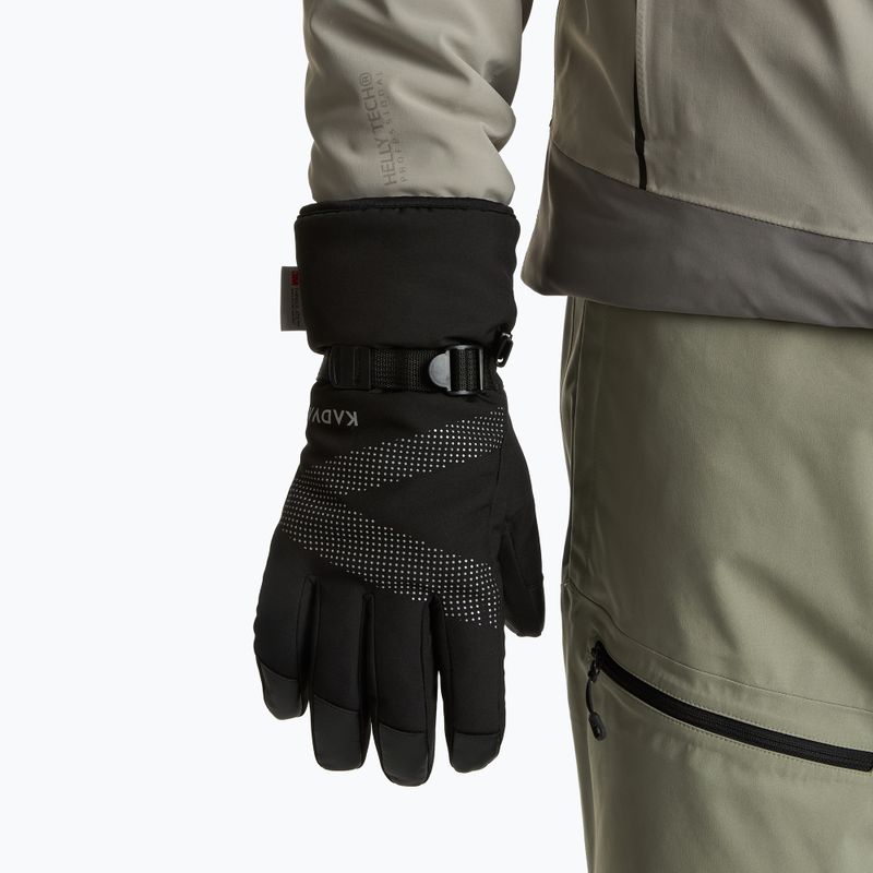 Slidinėjimo pirštinės KADVA Mountain Flow Pro oda 3M Thinsulate juoda 3