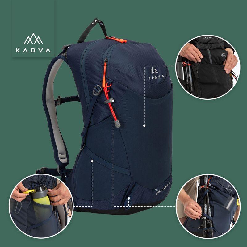 Turistinis kuprinė KADVA Aventura 22 l plieninės mėlynos spalvos 26