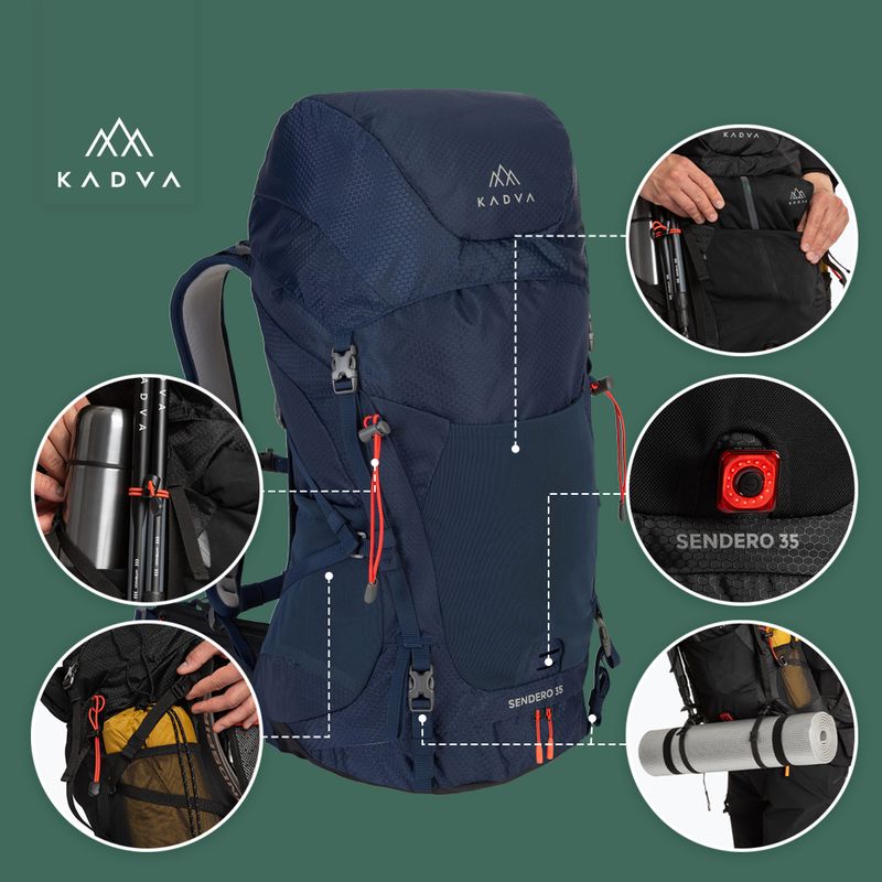 Trekkingo kuprinė KADVA Sendero 35 l plieninės mėlynos spalvos 22