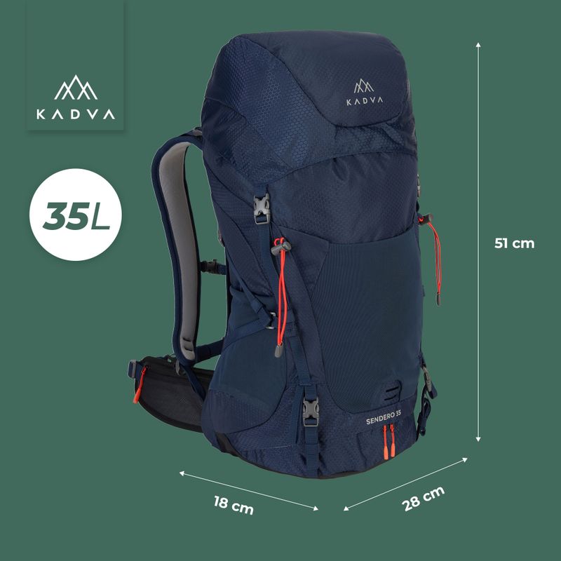 Trekkingo kuprinė KADVA Sendero 35 l plieninės mėlynos spalvos 23