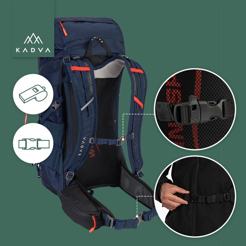 Trekkingo kuprinė KADVA Sendero 35 l plieninės mėlynos spalvos 24