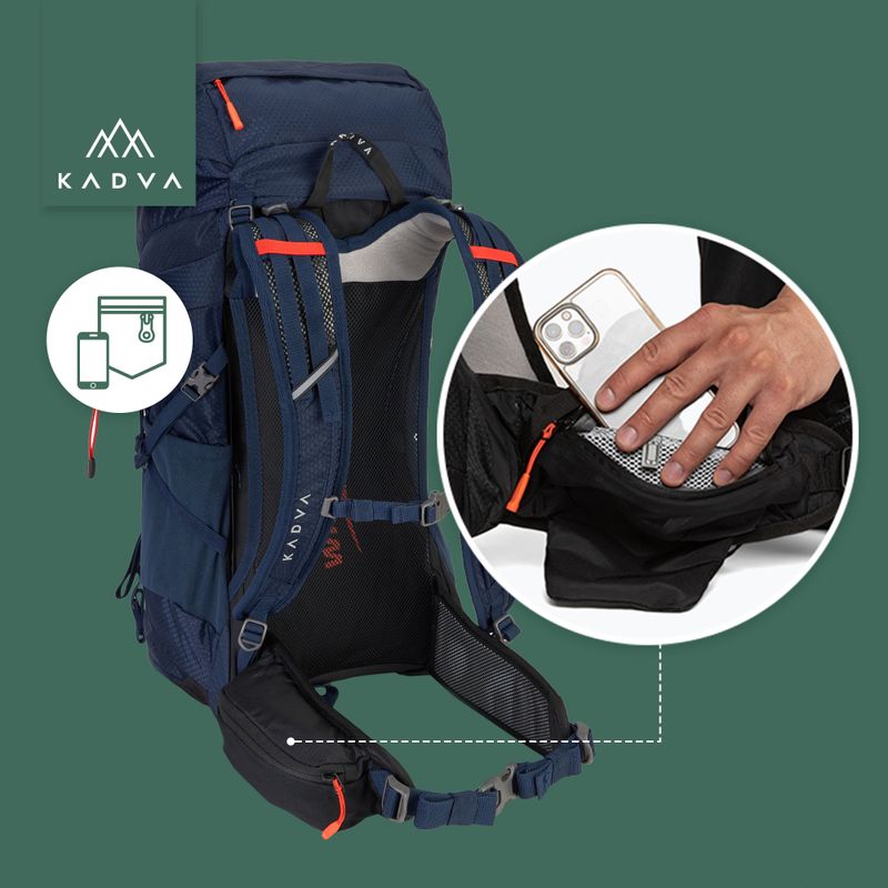 Trekkingo kuprinė KADVA Sendero 35 l plieninės mėlynos spalvos 25