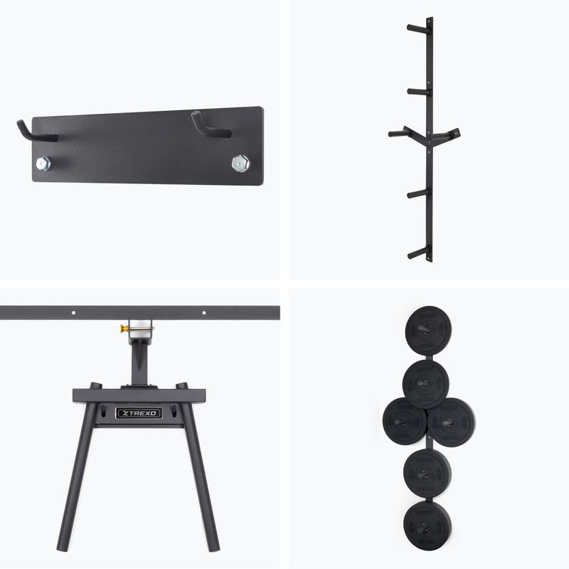 Sieninis treniruočių stovas TREXO Mercury su suoliuku ir lentyna diskams juodas 8