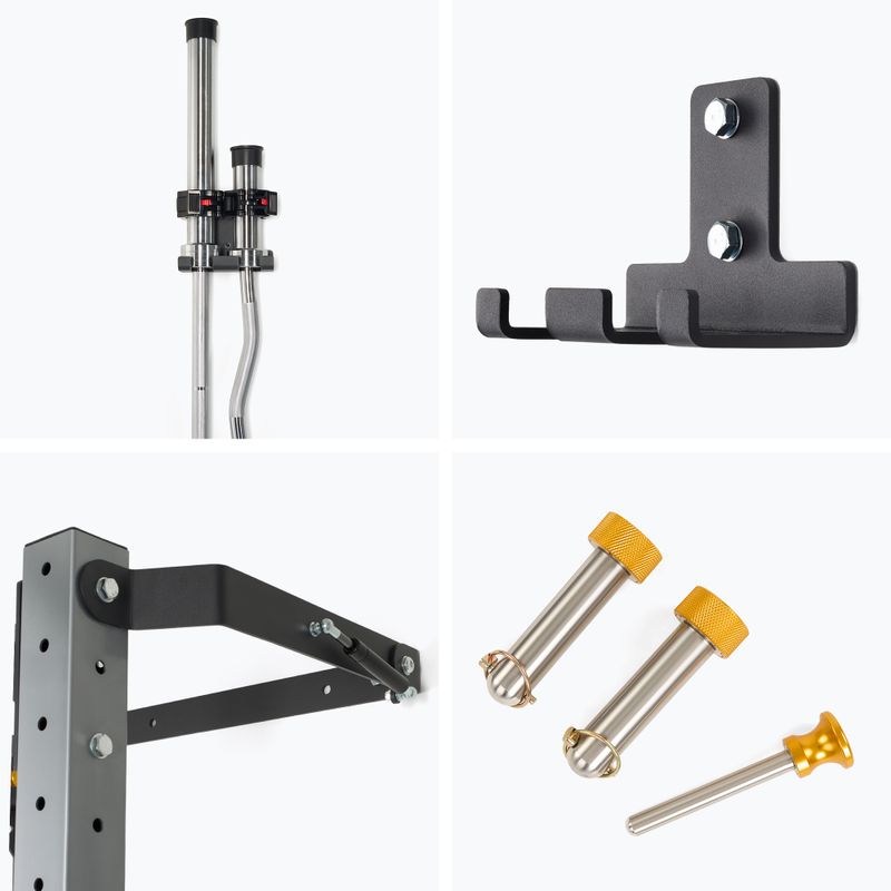 Sieninis treniruočių stovas XTREXO Mercury su suoliuku ir lentyna diskams juodas 10
