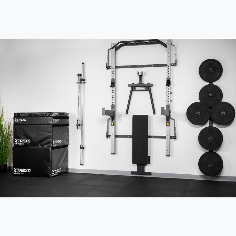 Sieninis treniruočių stovas XTREXO Mercury su suoliuku ir lentyna diskams juodas 11