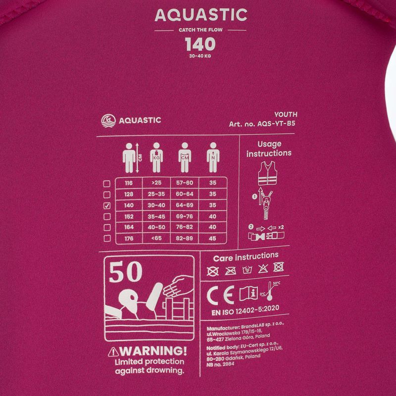 Vaikiška apsauginė liemenė AQUASTIC Youth 50N rožinė 6