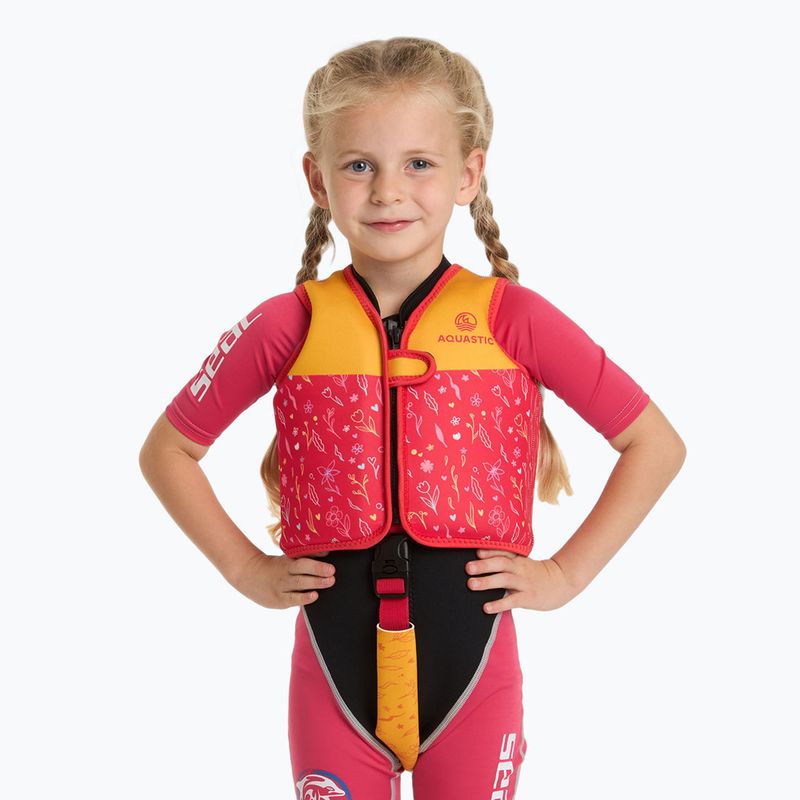 Vaikiška apsauginė liemenė AQUASTIC Junior rožinė/geltona 2