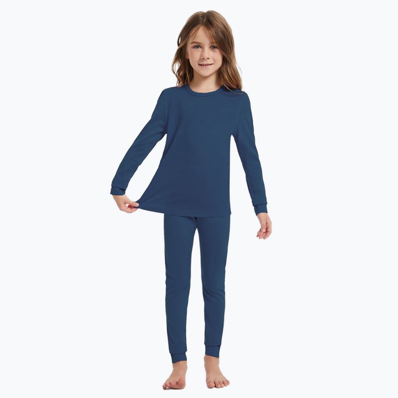 Vaikiškų termoaktyvių apatinių komplektas WOOLCANO Merino 100% SET0683 tamsiai mėlynas
