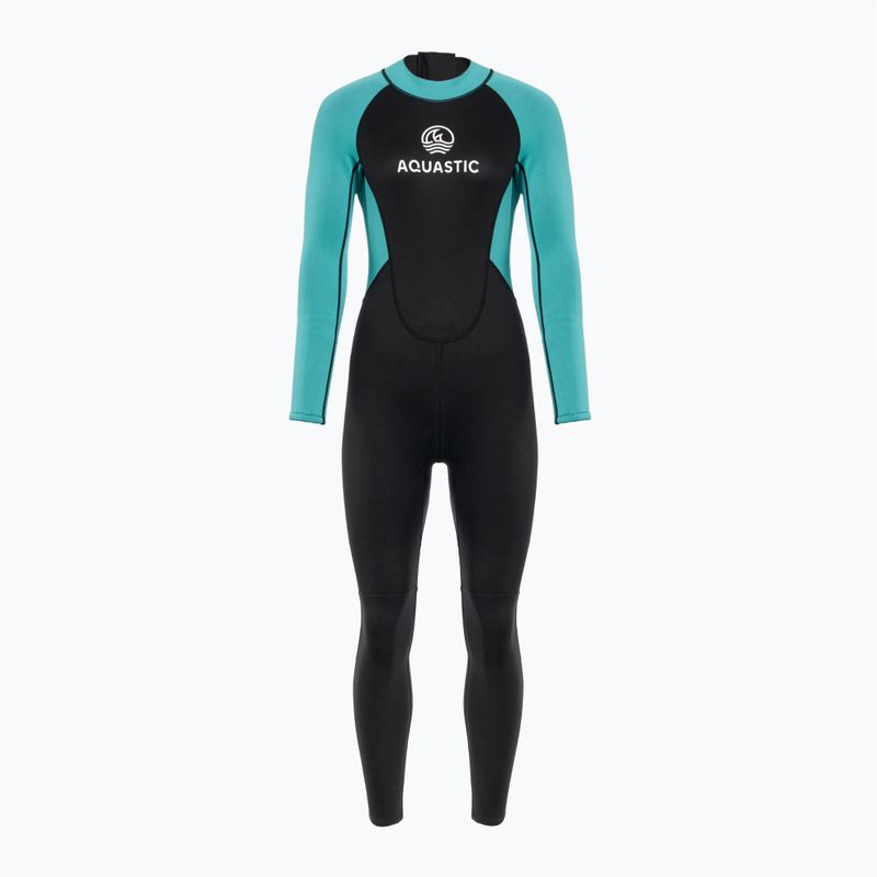 Moteriškas plaukimo hidrokostiumas AQUASTIC Wavey LG WMNS 2 mm juodas/mėtinis 2
