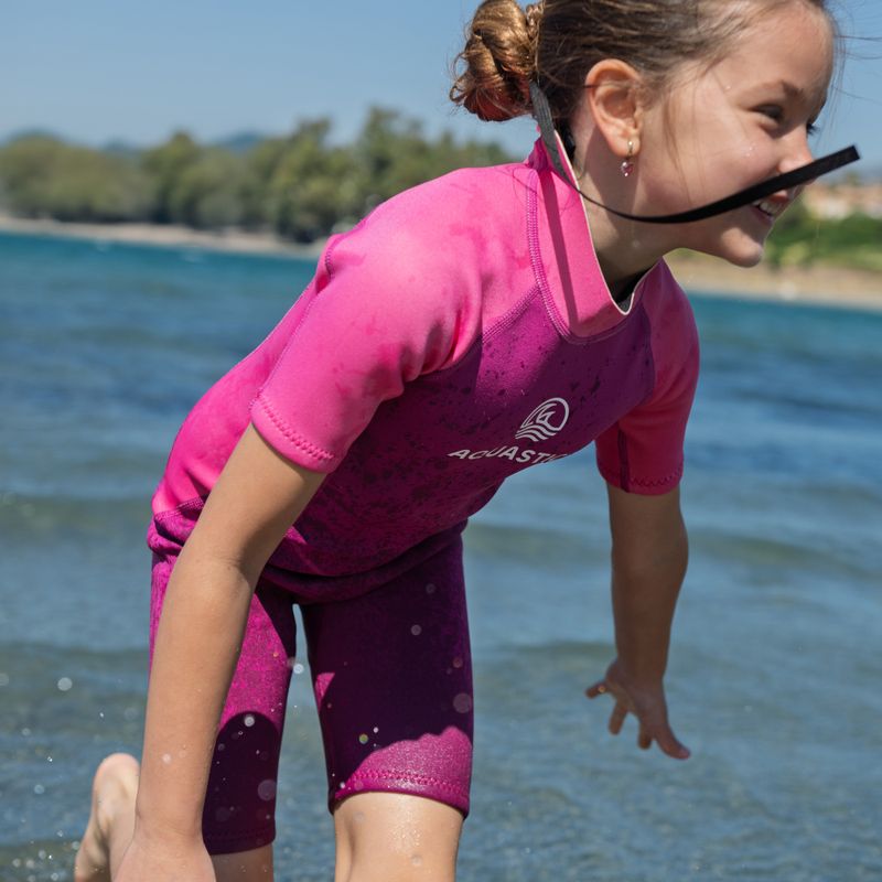 Vaikiškas plaukimo hidrokostiumas AQUASTIC Wavey Jrg 2 mm rožinis 13