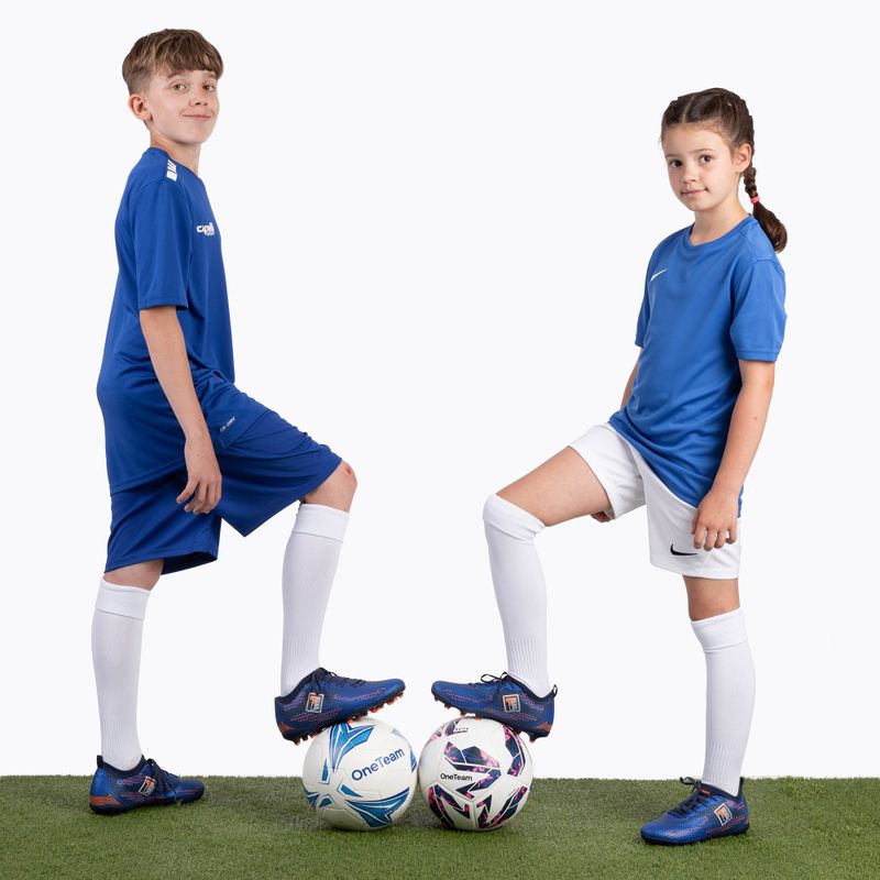 Vaikiški futbolo batai OneTeam Robero Teen FG/AG tamsiai mėlyni/oranžiniai 15