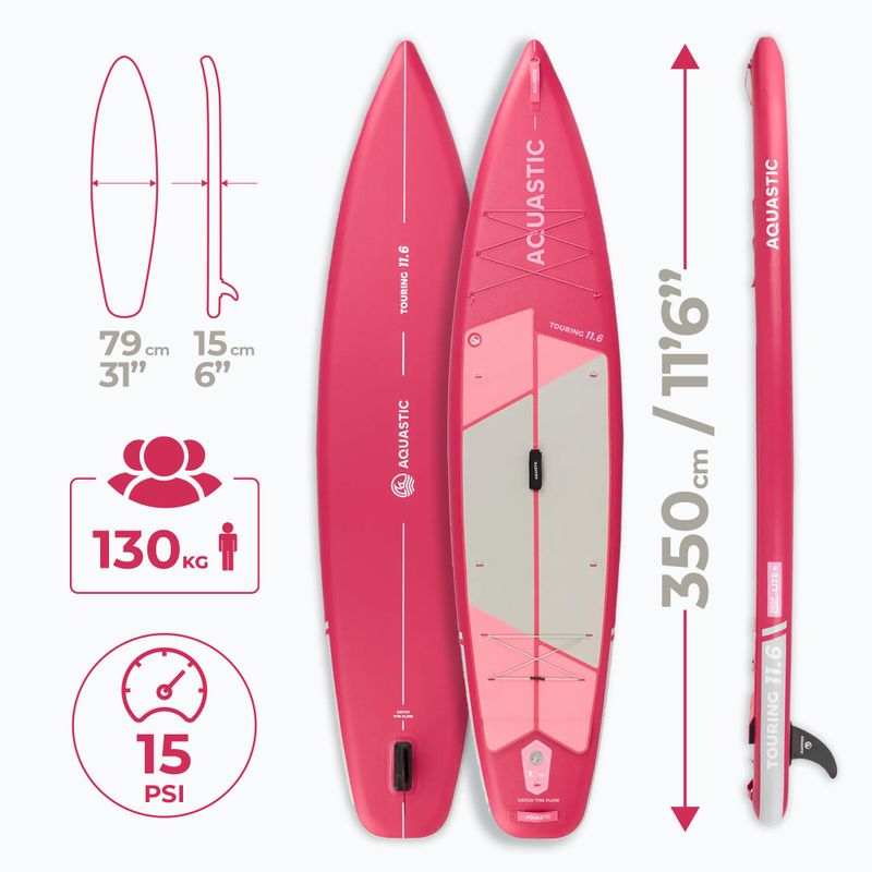 Rinkinys pripučiama lenta SUP AQUASTIC Touring 11'6" pink 27