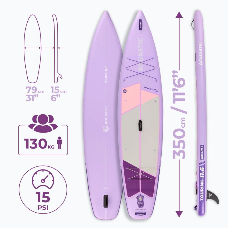 Rinkinys pripučiama lenta SUP AQUASTIC Touring 11'6" purple 20