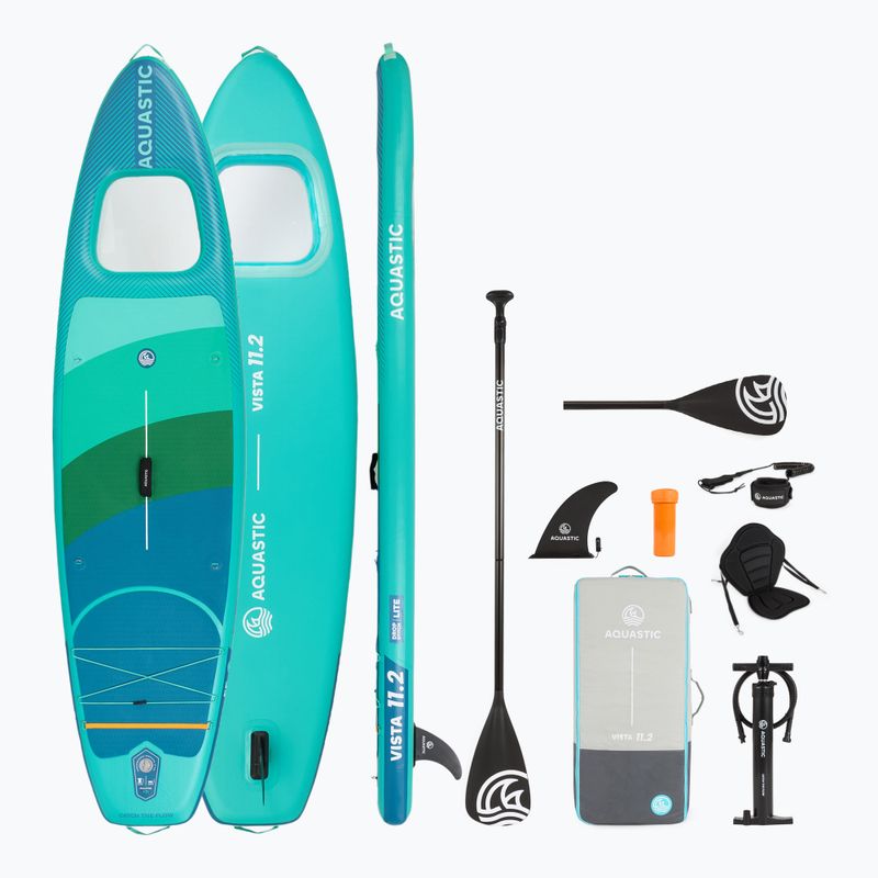 Rinkinys pripučiama lenta SUP AQUASTIC Vista 11'2" green