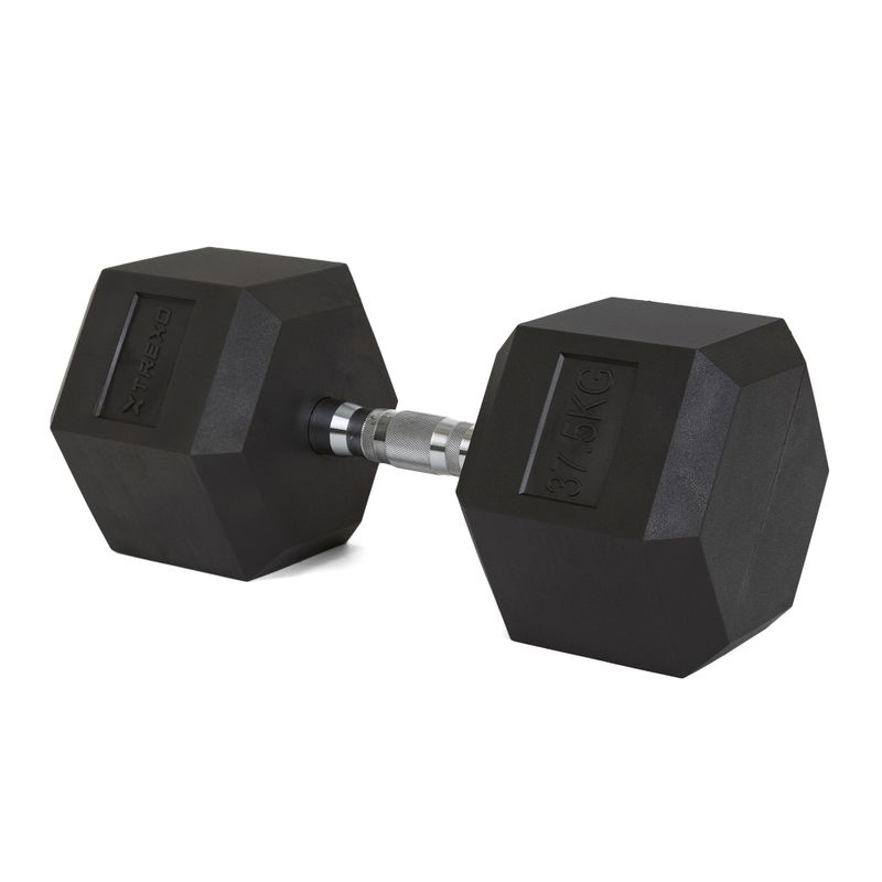 TREXO Hex 37,5 kg gumuoti hanteliai 5