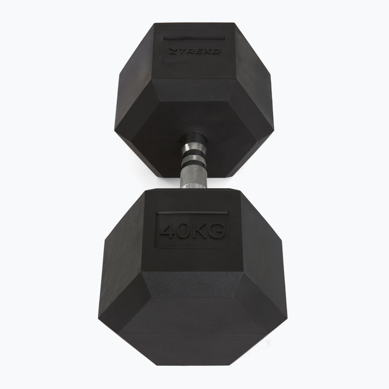 TREXO Hex 40 kg gumuoti hanteliai 3