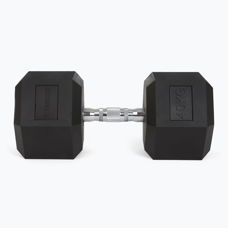 TREXO Hex 40 kg gumuoti hanteliai 4