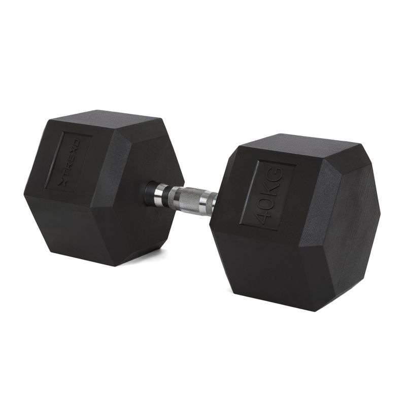 TREXO Hex 40 kg gumuoti hanteliai 5