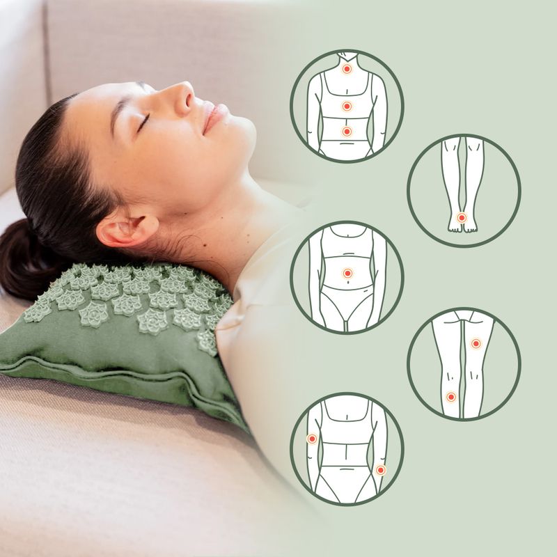 Akupresūros kilimėlis XTREXO ECO z poduszką TXO-B4Z006-GN žalias 12