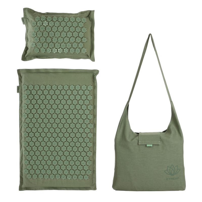 Akupresūros kilimėlis XTREXO ECO z poduszką TXO-B4Z006-GN žalias 15