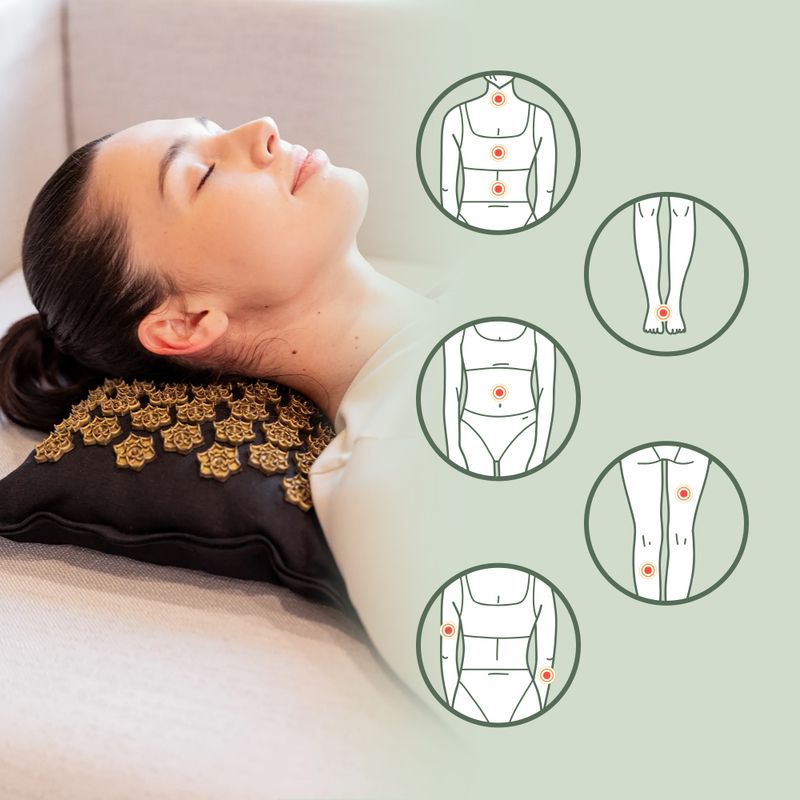 Akupresūros kilimėlis XTREXO ECO z poduszką TXO-B4Z006-BK juodas 11