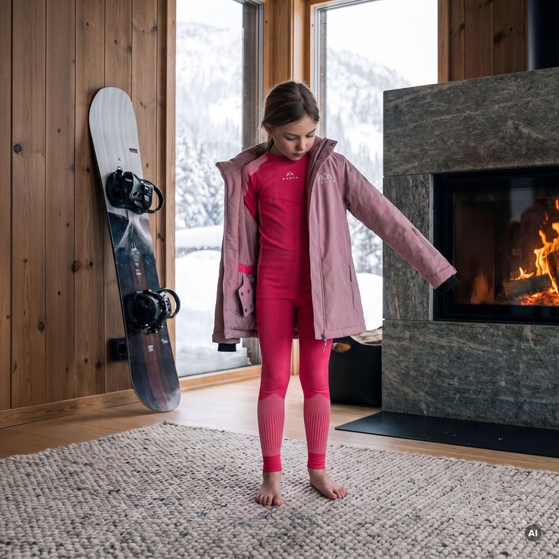 Vaikiškų termoaktyvių apatinių komplektas KADVA Frosty Jrg Set be siūlių rožinis 6